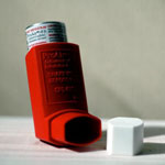 red asthma inhaler